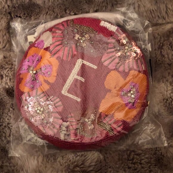 Anthropologie Holiday Monogram Embellished Pouch - Letter E - NWT - Picture 2 of 4